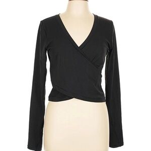 Athleta Black Long Sleeve Wrap Top